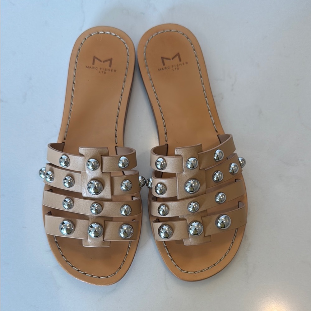 Marc Fisher Tan Studded Sandals